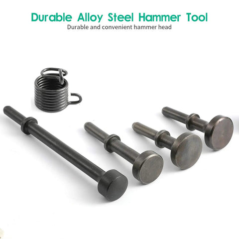 5 Piece Smoothing Pneumatic Air Hammer Chisel Bits Kit with 4 pro grade alloy steel bits and spring, 180mm, 100mm, 83mm lengths