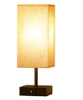 Beige Bedside Table Lamp With USB C And USB A Ports 3 Way Dimmable Touch Control LED Bulbs Included Flicker Free Eye Friendly Nightstand Light