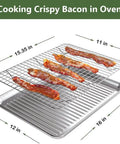 Sturdy Stainless Steel Baking Sheet With Rack Set, 2 Pans And 2 Racks, Nonstick, rust free, warp resistant, for baking bacon, 16x12 in.