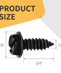 Black License Plate Screws Kit Rustproof 304 Stainless Steel Bolts Three Quarters By One Quarter Inch For Cars Trucks And SUVs