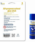 Purple Glue Sticks 22g Pack Of 3 For Office And School Projects Goes On Purple Dries Clear packaging and open glue stick
