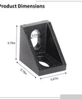 20 Packs M5 Sliding T Nuts And 20 M5x10mm Button Head Screws For 2020 Aluminum Extrusion bracket with dimensions