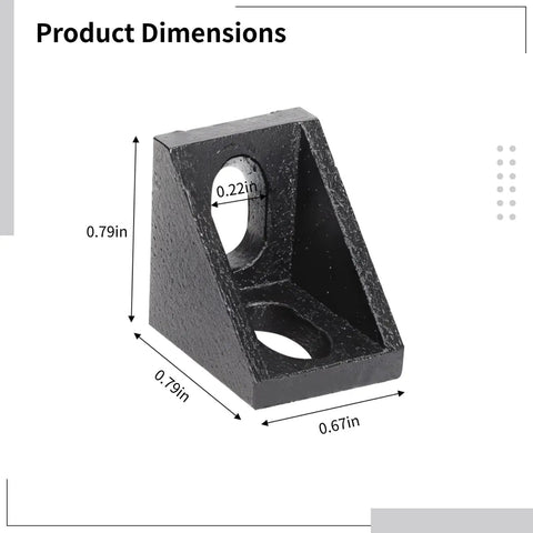 20 Packs M5 Sliding T Nuts And 20 M5x10mm Button Head Screws For 2020 Aluminum Extrusion bracket with dimensions