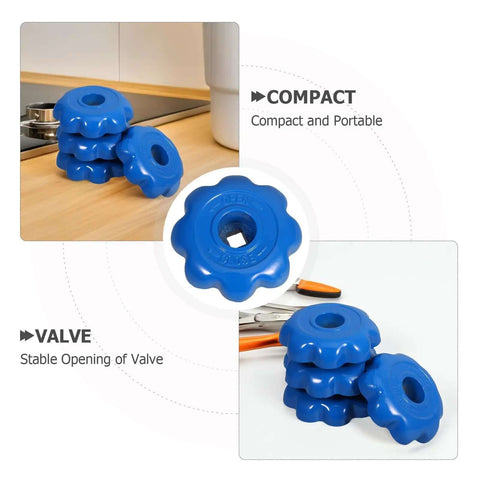 Set Of 4 Beefy And Rugged Heavy Duty Aluminum Alloy Hand Wheel Valve Control Handles For Gas Cylinder Valves in blue