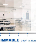 2x2 Ft LED Flat Panel Light 5000K 39W 4290 LM Backlit Ceiling Fixture For Office Library Shop Store Showroom Hospital 0 10V Dimmable UL DLC 4 Pack Replacement shown in a classroom with dimming capability