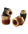 Quarter Inch DOT Air Hose 90 Degree Elbow Fittings Two Pack Quick Connect Fittings PTC PTCR Composite Brass Connector One Quarter Inch Tube OD To One Half Inch NPT Thread For Truck Air Brake And Suspension Systems