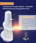 Straight Shot Upgrade Hella Tough Washer Upper Agitator Replaces W10836692, white plastic unit for Whirlpool Maytag Kenmore washers.