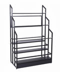 No Fuss Heavy Duty Three Tier Commercial Textile Fabric Roll Organizer Built Like A Tank With Detachable Rods For Vinyl Spools, black steel construction.