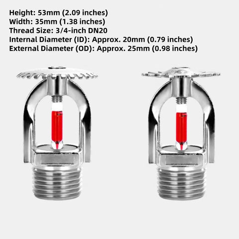 Heavy Duty Fire Sprinkler Head Five Pack With Slick Chrome Plated Brass Construction And Speedy 155 Degree Glass Bulb Activation For Smooth Sidewall Emergency Coverage, showing two chrome sprinkler heads.