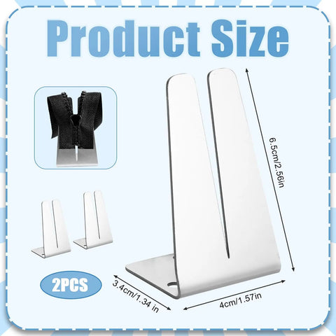 Two Pack Pro Grade Stainless Steel Zipper Jig Tool Set For Quick Zipper Slider Replacement Handy Zipper Pull Install And Repair Zipper Head Size Range From Two Point Five To Ten Durable Craft Tool, showing two stainless jig tools on white background with dimension markers.