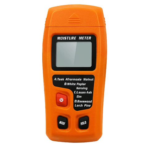 Pro Grade Wood Moisture Meter Digital Humidity Tester for timber with four modes in orange case and large LCD display