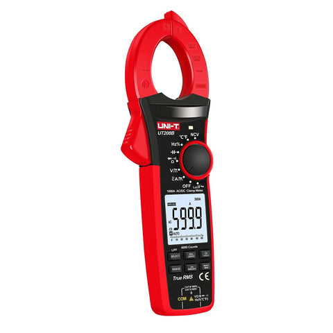 Digital Clamp Meter UT208B Inrush Current Mode True RMS 1000A AC DC Clamp On Multimeter with display showing 599.9