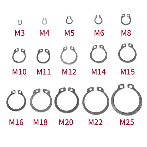 225 Piece External Retaining Rings Set In 304 Stainless Steel Snap Rings Assortment Kit for Heavy Duty Machinery