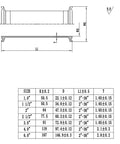 2 in OD sanitary tri-clamp spool tube, side view, 304 stainless steel, 6 in long.