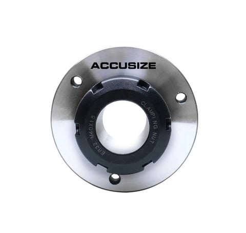 Top view of ER 32 Collet Chuck With 80mm Baseplate And 0.0016 Inch Concentricity for CNC lathe machines, includes ER nut.