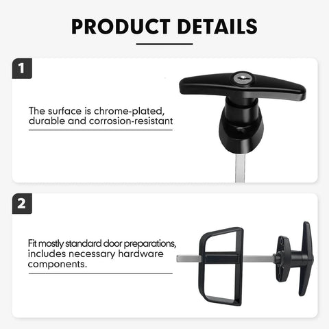 T Handle Shed Door Lock Kit With 5 Keys, Adjustable 5.5 Inch Stem, Beefy Industrial Grade Steel Construction, Rustproof Powder Coat