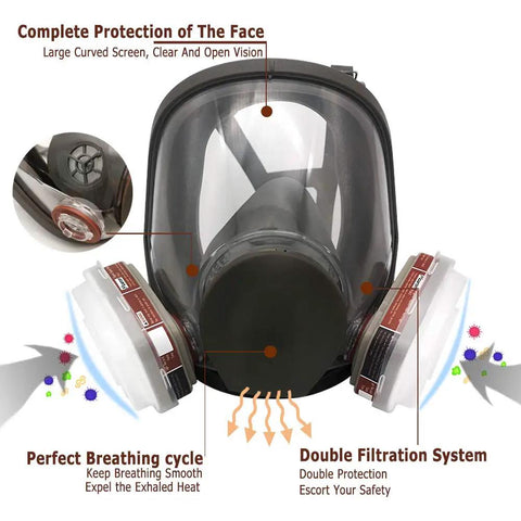 Full Face Reusable Respirator for Organic Vapor and Particulate Filter Protection, Pro Grade Comfort for Painting Polishing and Welding, FF400 VSeries Style