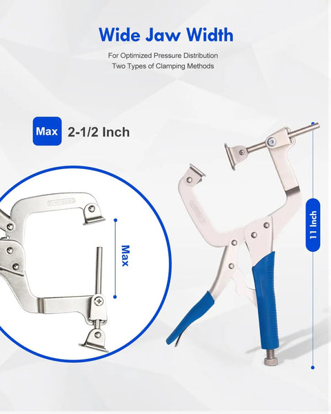 11-Inch Pocket Hole Clamp 2-In-1 Right Angle And Pocket Hole Dual-Use Clamp For Drawer Construction, Shelves, Cabinets, Boxes, And DIY Woodworking Projects, max 2-1/2 inch jaw width
