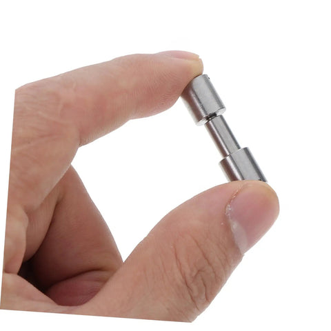 Locking Knife Handle Rivets Kit Pro Grade Two Piece Durable Stainless Steel Fasteners for DIY construction shown in hand.