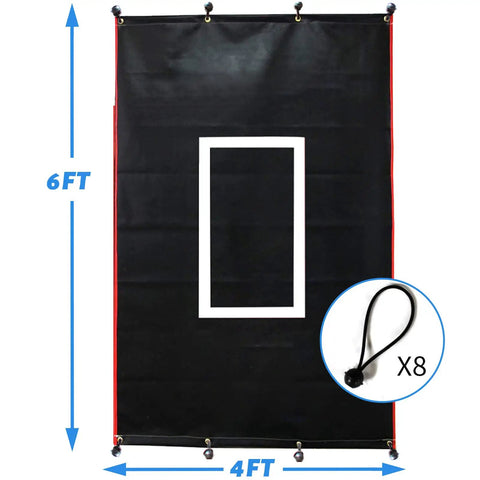 Heavy Duty PVC Strike Zone Backstop For Baseball Pitching And Batting Cage Protection 4x6 Feet Rectangular With Vinyl Padding