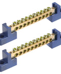 Beefy Ground Bar Kit 10 Positions For Electrical Panels Brass Terminal Block With Blue Insulated Base Marine Grade 2 Pack