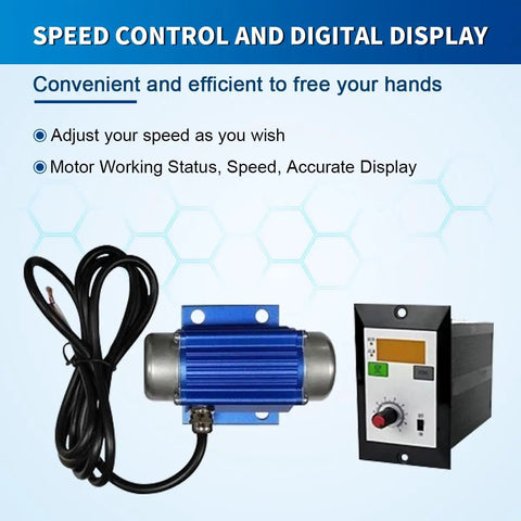 Heavy Duty 30W DC Brushless Vibration Motor 12V 7000RPM with digital speed control and display.