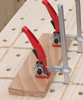 Ratcheting Table Clamp Set For Saw Tracks And Guide Rails Quick Bar Clamps holding wood on MFT table, alloy steel with 6 inch range
