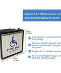 Wireless Swing Door Operator With Square Handicap Push Buttons And Built Tough Stainless Steel Electric Strike For Commercial Entrances, 4.5-inch stainless steel push switch.