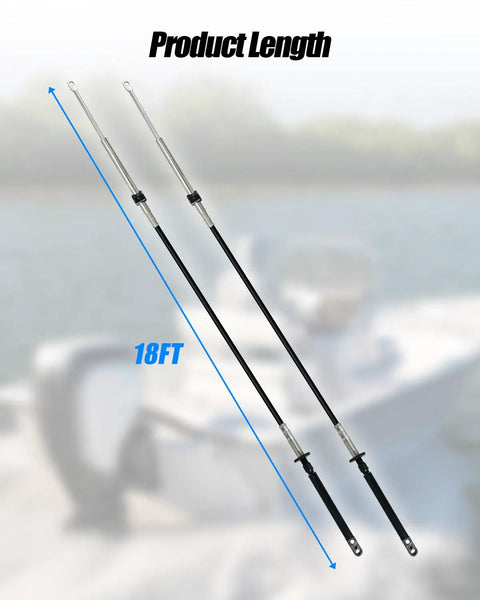 18Ft Marine Throttle And Shift Remote Control Cable Set Replacement 0173118 displayed with length marked 18FT