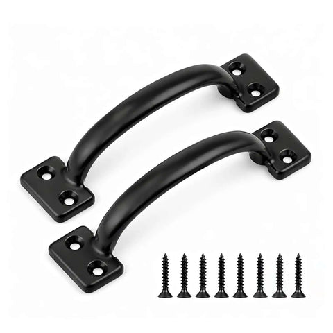 Beefy Heavy Duty Barn Door Gate Pull Handle Black Zinc Alloy Hardware With Rust Resistant Finish 6.5 Inch Outdoor Indoor Utility Pull For Shed Fence Screen Door And Cabinet Screws Included
