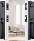 Heavy Duty Double Door Lever Lock Set With Two Keyed Alike Cylinders And Single Cylinder Deadbolt, oil rubbed bronze finish