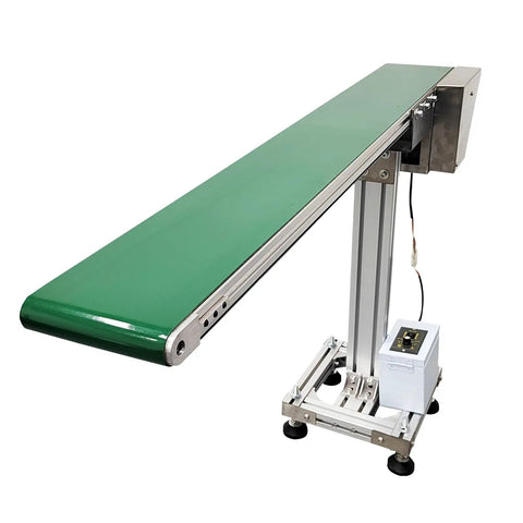 PVC Belt Conveyor 47 Inch Long 5.9 Inch Wide Aluminum Frame Countertop Transport Conveyor With Adjustable Speed 110V 120W Green Industrial Workhorse