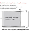 Diagram showing roll of mesh fabric with text instructions on dimensions and ordering details for Brass Mesh Shielding Fabric For Industrial Filtration And Signal Screening Non Rustable Woven Wire Metal Mesh 100 By 100 cm Sheet Heavy Duty Versatile All Purpose Mesh Options From 20 To 500.
