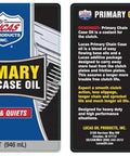 Heavy Duty Primary Chaincase Oil One Quart Clutch Cooling Lube That Tames Wild Heat And Keeps Your Motorcycle Slick While Cruising Without Grease Or Crazy Clicking Noises bottle front and back label