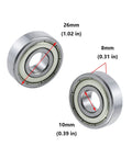 Deep Groove Ball Bearing Shielded 6000Z 10 X 26 X 8mm Metal Silver Tone for Bikes and Industrial Machinery