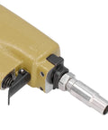 Close-up of Pneumatic Decorative Nailer For Trim And Finish, air powered thumbtack pin tool, aluminum alloy shell, Model 1170 muzzle