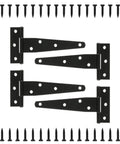 4 Pack 6 Inch T Strap Hinges Heavy Duty Outdoor Black Tee Hinge For Wooden Fences Barn Doors Gates Shed Doors Exterior Hardware
