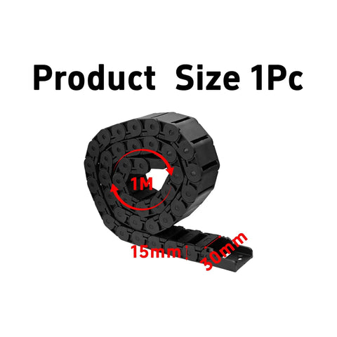 15mm X 30mm Plastic Drag Chain Cable Carrier For CNC Router And 3D Printer Semi Enclosed Flexible Track 1M Length Black