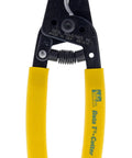 Hella Versatile Data T Cutter Wire Tool For Structured Networks And Coax Cables Up To Rg 11 with yellow grips.