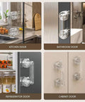 2 Pack Suction Cup Door Handles on kitchen, bathroom, refrigerator, and cabinet doors showing punch-free waterproof install