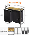 95L Double Section Laundry Hamper With Easy Pullout Compartments, Large Top Shelf And Removable Laundry Bags, Sturdy Black