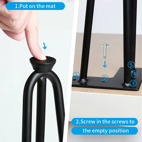 Adjustable Black Iron Furniture Legs 35 Cm Tall for DIY Kitchen and Dining Tables, Sofas and Cabinets installation guide