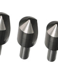 Three Piece Single Flute Countersink Set With 82 Degree Cutting Angle For One Quarter Inch, Three Eighth Inch, And One Half Inch Bits