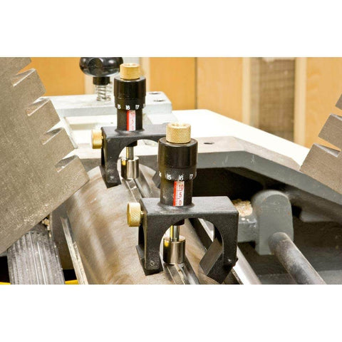 Pro Grade Adjustable Magnetic Planer Jointer Knife Vernier Setter Jig Gauge For Precise Blade Alignment in use.