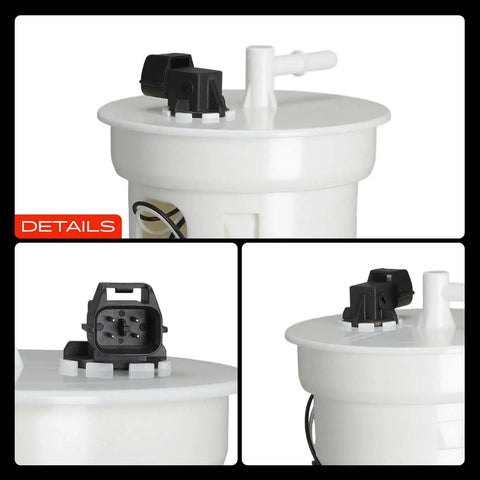 Electric Fuel Pump Assembly Compatible With Suzuki King Quad 450 500 700 750 top view detailing connectors and tank seal.