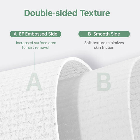 MATERN'ELLA disposable facial towels on a roll; double-sided texture with embossed A side and smooth B side