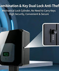 Rock Solid Outdoor EV Charger Cover Waterproof Metal Enclosure showing combo lock for security, designed for wall or pedestal setup.