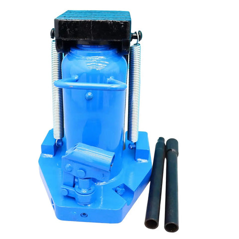 Heavy Duty 30 Ton Hydraulic Toe Jack With Integrated Claw Hook And Thick Spring Ram Cylinder Tank Tough Build For Track Rigging and Shop Floor Rail Realignment view with handles attached