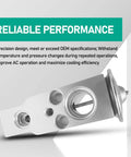 Universal Air Conditioning Expansion Valve For Cars And SUVs High And Low Temperature Resistant Throttling And Pressure Reducing Valve Durable Metal Construction Easy Install Silver Finish with reliable performance features displayed.