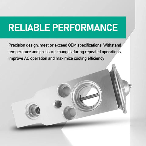 Universal Air Conditioning Expansion Valve For Cars And SUVs High And Low Temperature Resistant Throttling And Pressure Reducing Valve Durable Metal Construction Easy Install Silver Finish with reliable performance features displayed.